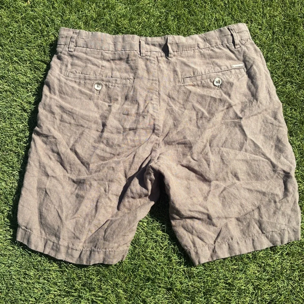 Porter & Ash 100% Linen Shorts Mens Size 33 Premium Breathable Beige Khaki